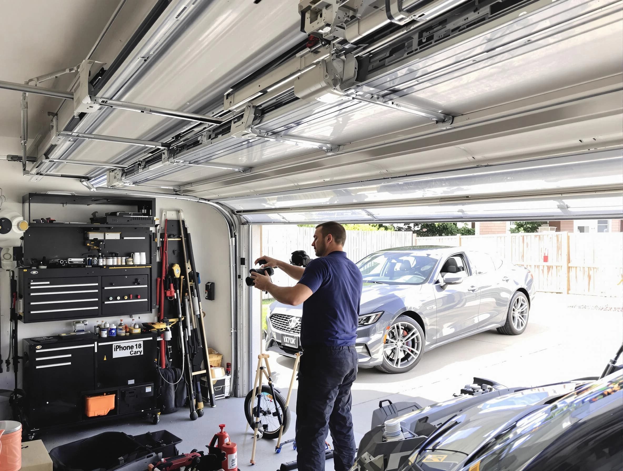 Washington Garage Door Repair technician fixing noisy garage door in Washington