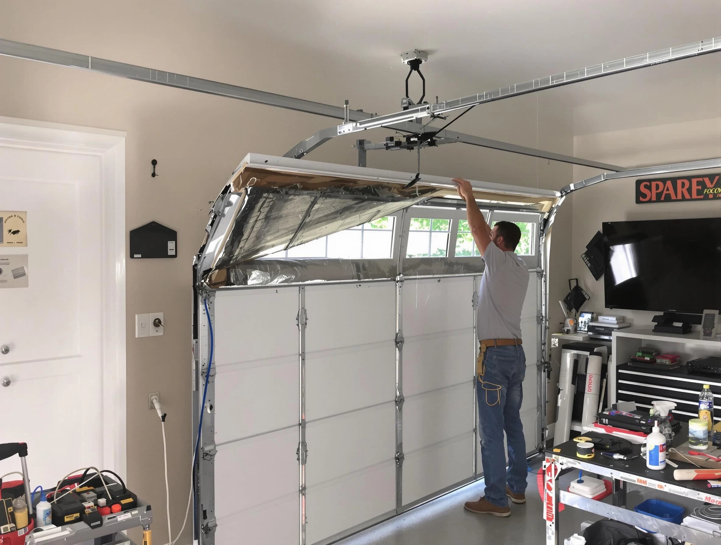 Garage door section replacement by Washington Garage Door Repair in Washington