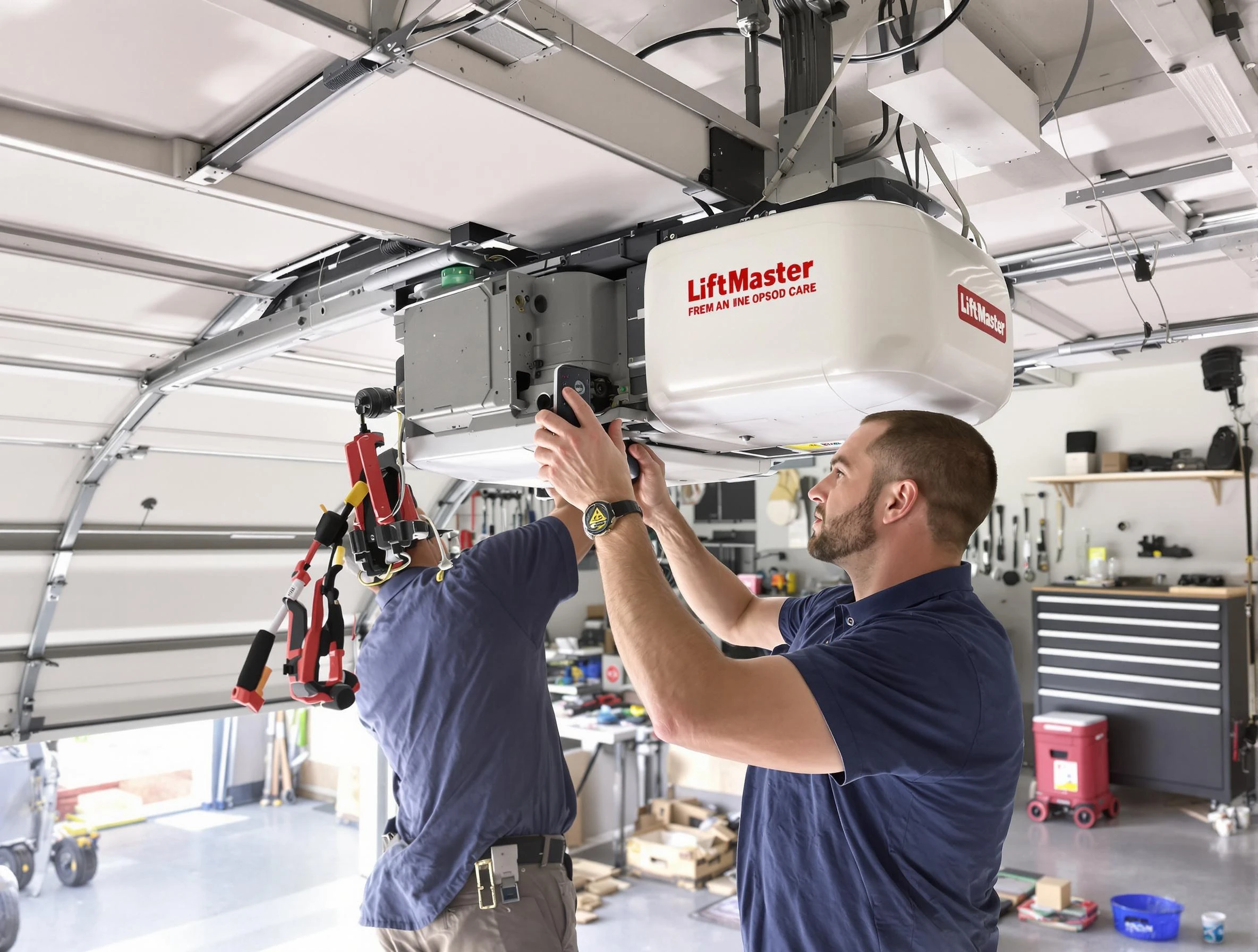 Washington Garage Door Repair technician performing advanced diagnostics on garage opener in Washington